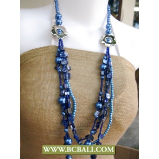 Blue colors Shells and Pearls Beading Necklaces Fashion